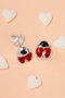 Heliophilia Silver Pendientes de Plata de Ley 925 en Rojo, Plata y Negro